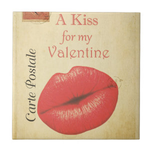 Carte Postale Valentine Kiss Kakelplatta