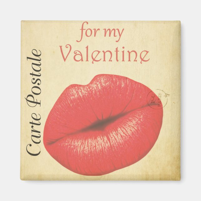 Carte Postale Valentine Kiss Magnet (Framsidan)