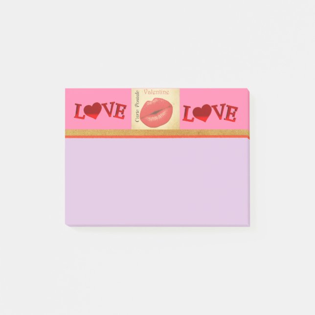 Carte Postale Valentine Kiss Post-it Notes Block (Framsida)
