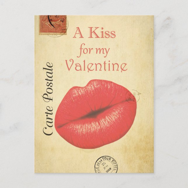 Carte Postale Valentine Kiss Vykort (Framsida)