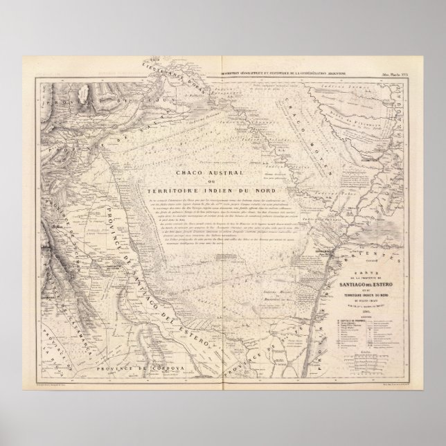 Carte, provinsen Santiago del Estero Poster (Framsidan)