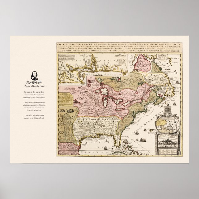 Carte Québec Nouvelle-Frankrike Amérique par Franç Poster (Framsidan)