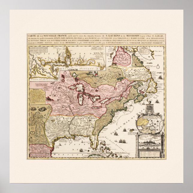 Carte Québec Nouvelle-Frankrike Amérique par Franç Poster (Framsidan)