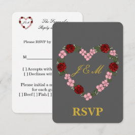 Carte-réponse grise avec couronne de fleurs OSA kort