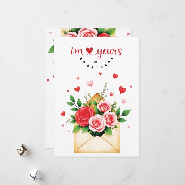 Carte Saint-Valentin - "I'm yours, no refunds" Julkort (Fram/Back In Situ)