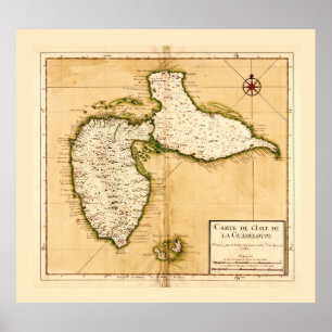Cartede l'isle de la Guadeloupe (1742) Poster