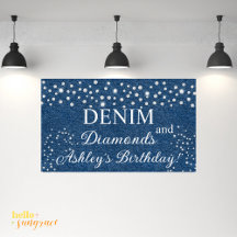 Cartel de la fiesta de cumpleaños Denim & Diamonds