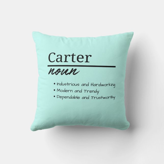 Carter, Boy Personlig Namn Definition Kudde (Baksida)