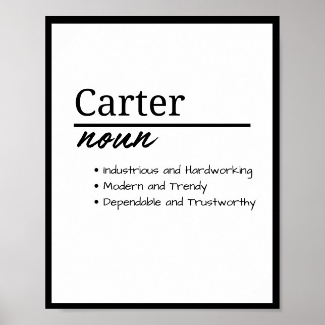 Carter, Boy Personlig Namn Definition Poster (Framsidan)