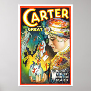 Carter Den Store, 1927. Vintage Magiker Poster