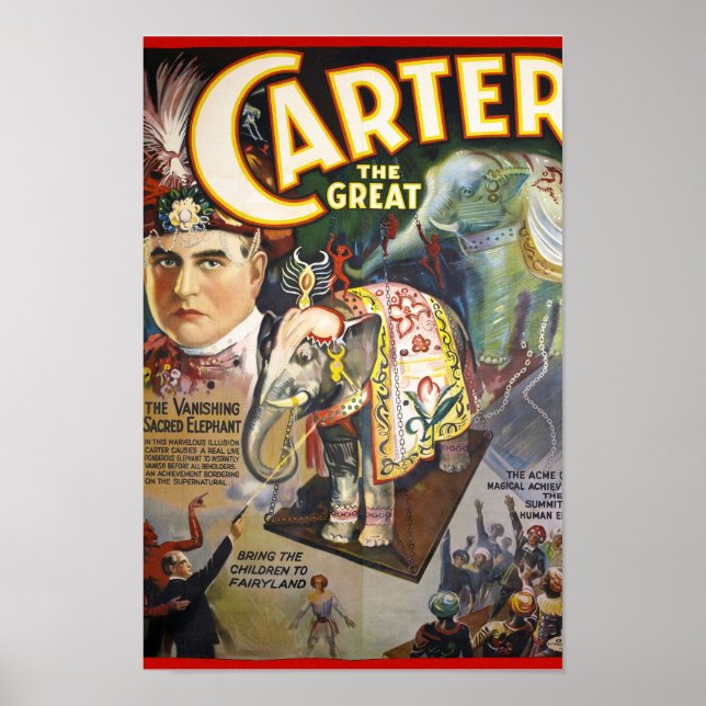 Carter den Underbara återställda Vintagen Magician Poster (Framsidan)