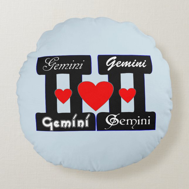♊ Carter 😍 I Kärlek Gemini-Best-Zodiac Sign Round Rund Kudde (Framsidan)