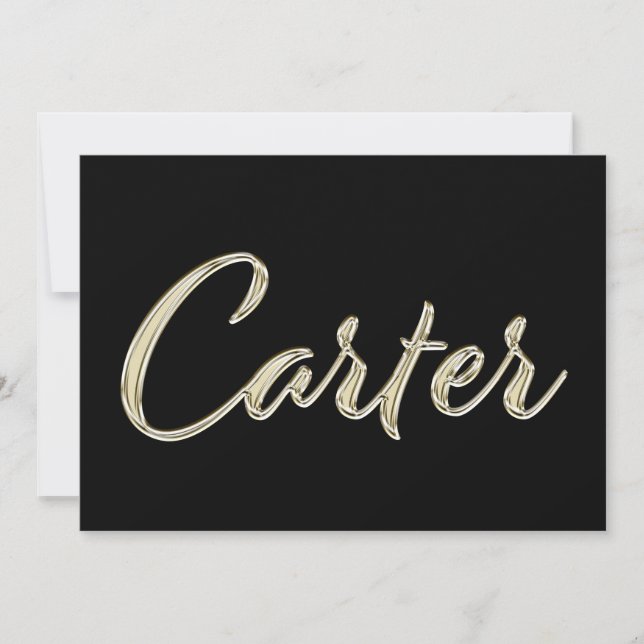 Carter Name white gold Handwriting Karte Kort (Framsida)