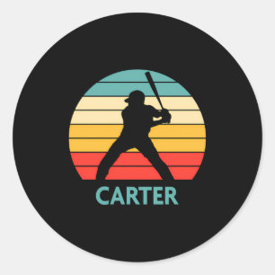 Carter Namn Present Personlig Baseball T-Shirt Runt Klistermärke