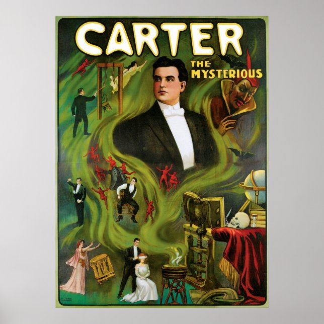 Carter the Mysterious ~ Vintage Magic Act Poster (Framsidan)