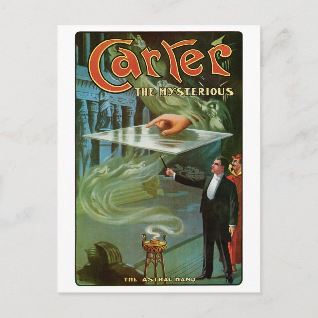 Carter the Mysterious ~ Vintage Magic Act Vykort (Framsida)