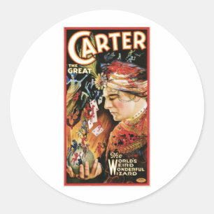 Carter Underbar ~ Wizard Vintage Magic Act Runt Klistermärke