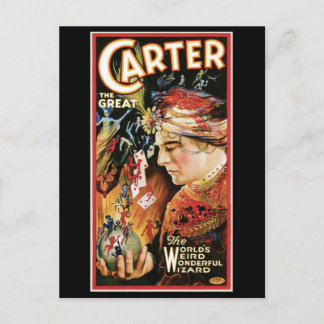 Carter Underbar ~ Wizard Vintage Magic Act Vykort