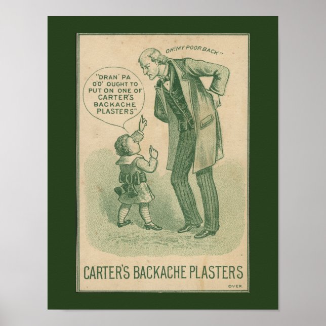 Carter's Backache Plasters Vintage Card Poster (Framsidan)