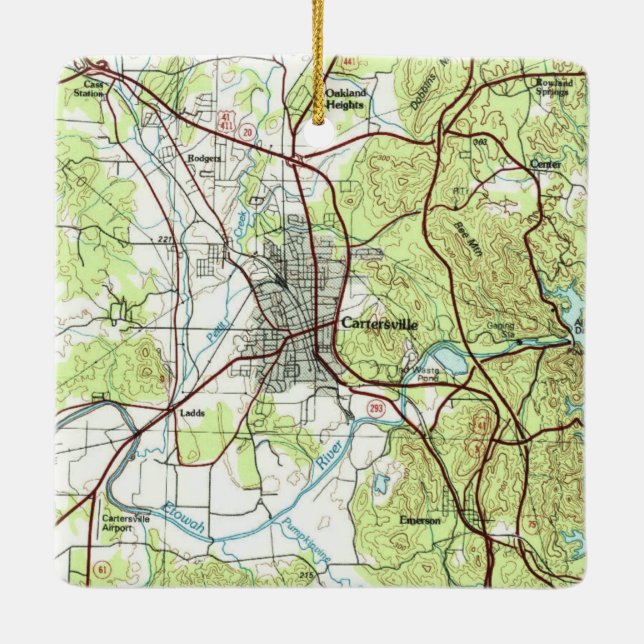 Cartersville Georgia Topo Julgransprydnad Keramik (Baksida)