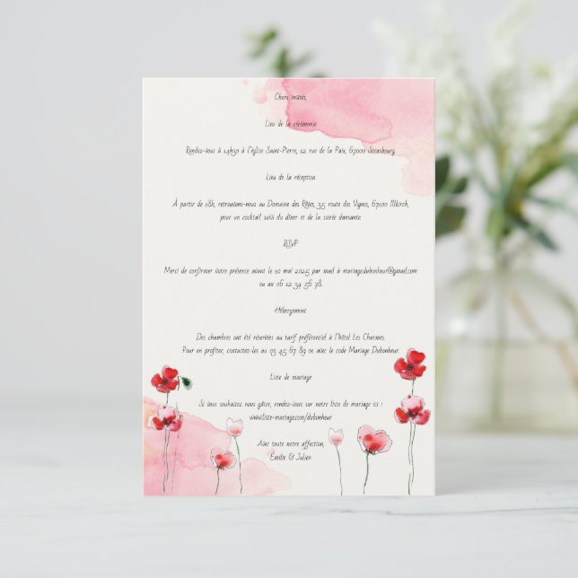 Cartes d'accompagnement "Coquelicots" Tilläggskort (Stående Fram)