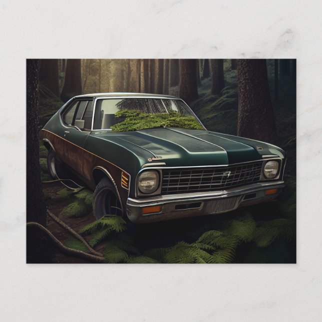 Cartes Postales auto forest Vykort (Framsida)