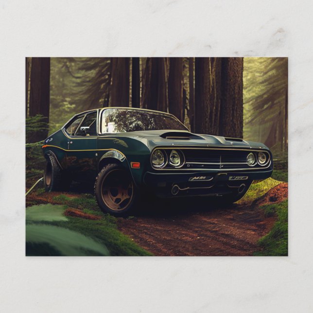 Cartes Postales auto forest Vykort (Framsida)