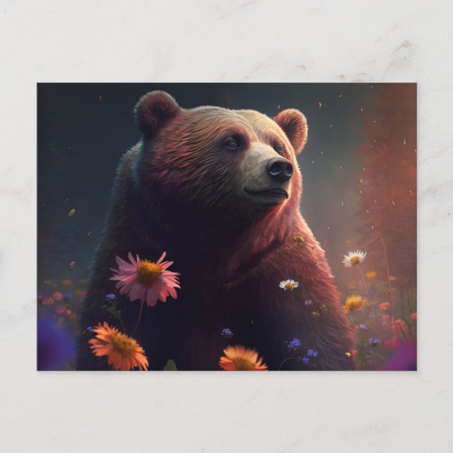 Cartes Postales bear Fleur Vykort (Framsida)