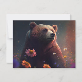 Cartes Postales bear Fleur Vykort