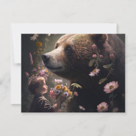 Cartes Postales bear Fleur Vykort