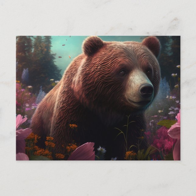 Cartes Postales bear Fleur Vykort (Framsida)