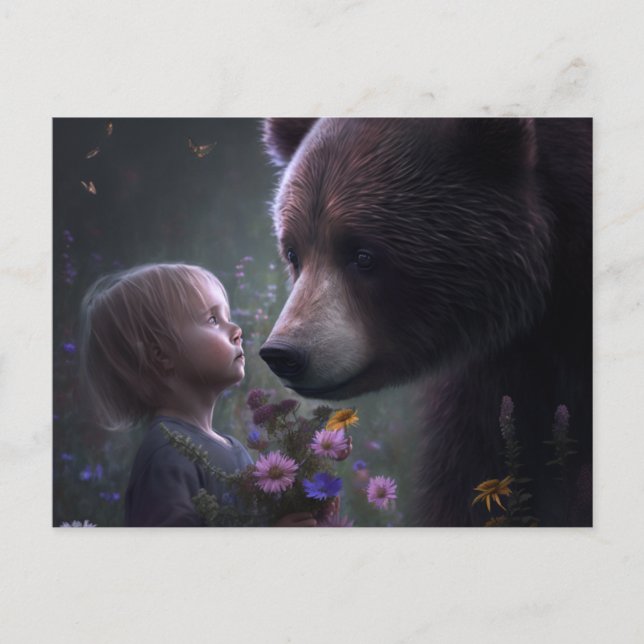 Cartes Postales bear Fleur Vykort (Framsida)