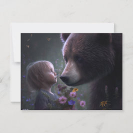 Cartes Postales bear Fleur Vykort