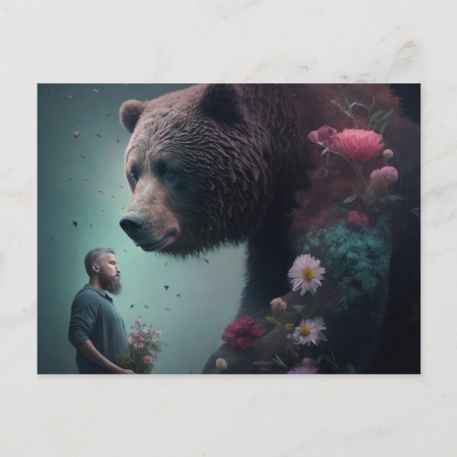 Cartes Postales bear Fleur Vykort (Framsida)