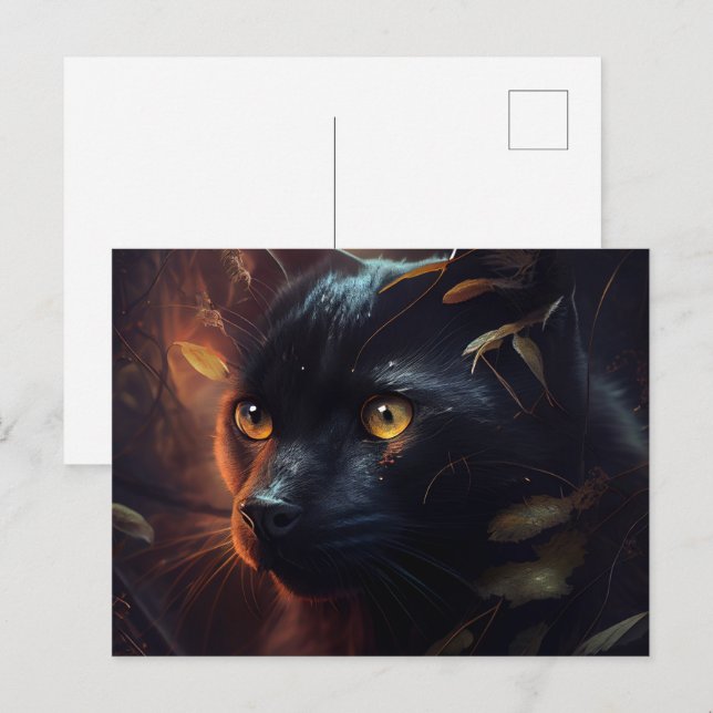 Cartes Postales Black Cat Vykort (Fram/baksida)