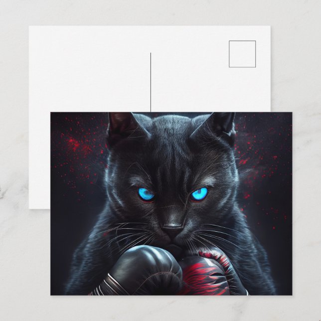 Cartes Postales Black Cat Vykort (Fram/baksida)