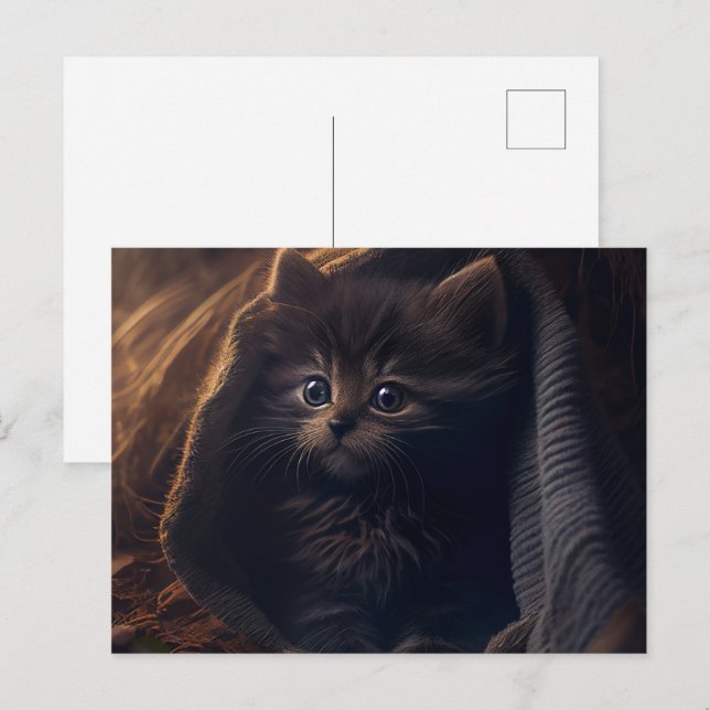 Cartes Postales Black Cat Vykort (Fram/baksida)