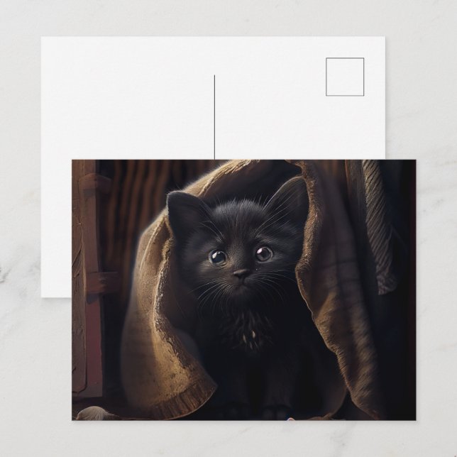 Cartes Postales Black Cat Vykort (Fram/baksida)