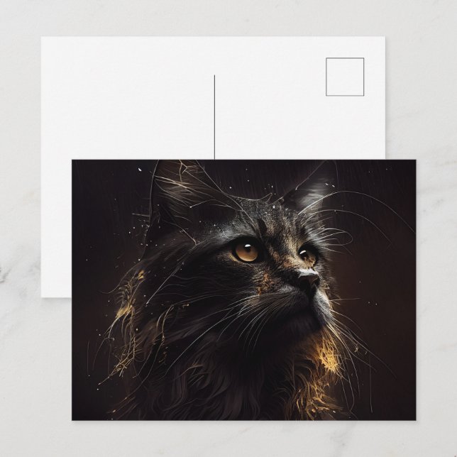 Cartes Postales Black Cat Vykort (Fram/baksida)