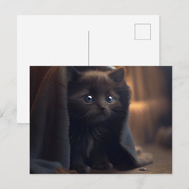 Cartes Postales Black Cat Vykort (Fram/baksida)