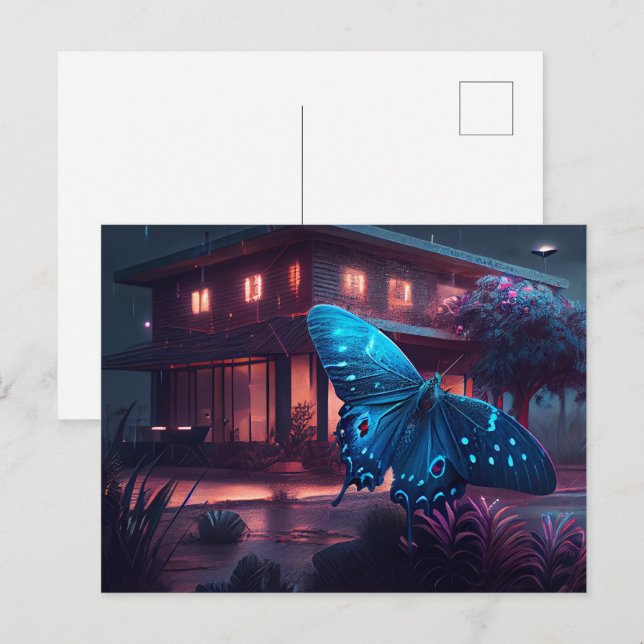 Cartes Postales butterfly Vykort (Fram/baksida)