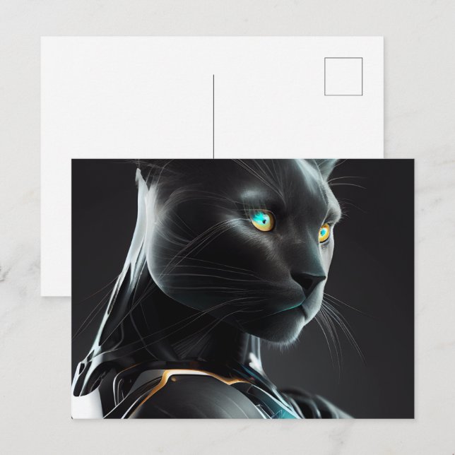 Cartes Postales Cat Robotique Vykort (Fram/baksida)