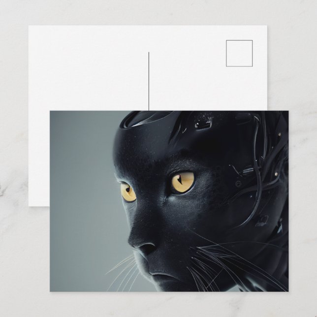 Cartes Postales Cat Robotique Vykort (Fram/baksida)