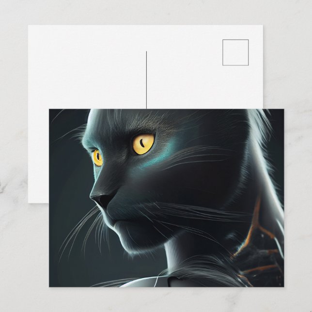 Cartes Postales Cat Robotique Vykort (Fram/baksida)