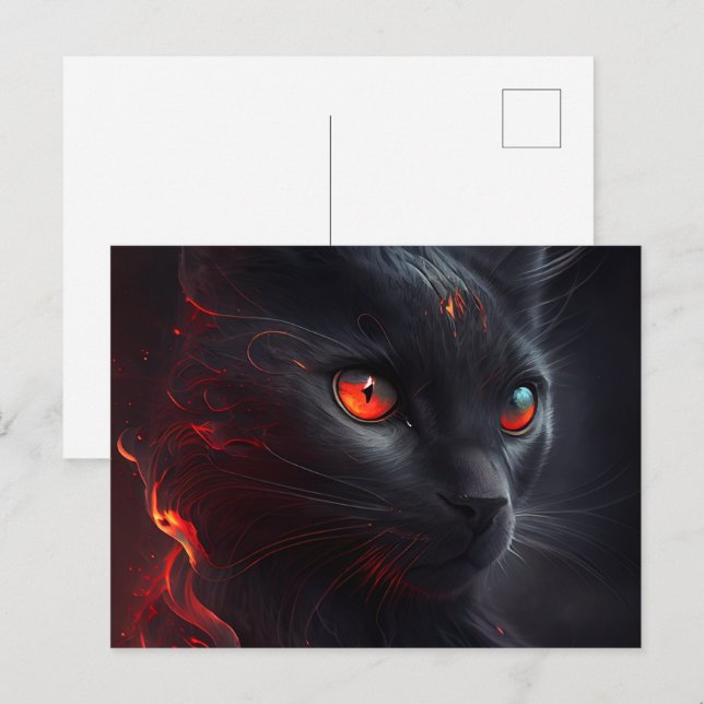 Cartes Postales Cat rouge Vykort (Fram/baksida)