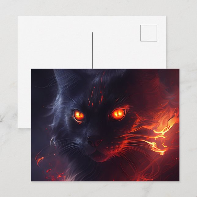 Cartes Postales Cat rouge Vykort (Fram/baksida)