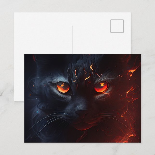 Cartes Postales Cat rouge Vykort (Fram/baksida)
