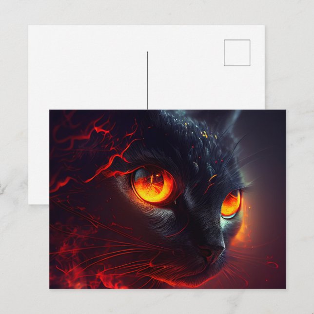 Cartes Postales Cat rouge Vykort (Fram/baksida)