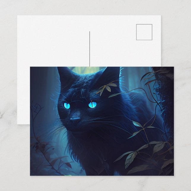 Cartes Postales Chat Bleu Vykort (Fram/baksida)