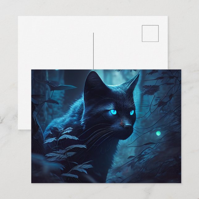 Cartes Postales Chat Bleu Vykort (Fram/baksida)